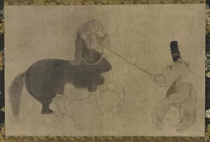 Kakejiku Collection: Horse and Attendant, Momoyama period, 1568-1615. Creator: Unknown