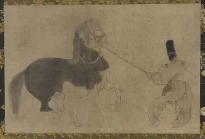 Kakejiku Prints: Horse and Attendant, Momoyama period, 1568-1615. Creator: Unknown