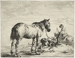 Dirck Stoop Prints: Horse bound to a post. Creator: Dirck Stoop (Dutch, c. 1618-1681)