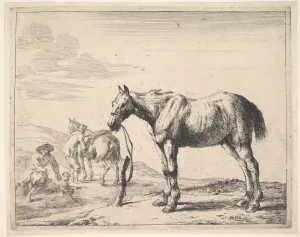 Dirck Stoop Prints: Horse Bound to a Post, turned left. Creator: Dirck Stoop