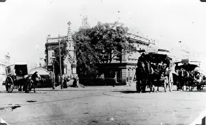 British Colony Prints: Horse Buses corner of Queen and Eagle Street, Brisbane, 1900. Creator: Unknown