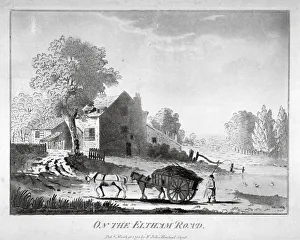 Woolwich Prints: Horse and cart on the Eltham Road in Woolwich, Kent, 1788