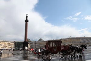 Aleksandr I Pavlovich Gallery: Horse-drawn carriage in Palace Square, St Petersburg, Russia, 2011. Artist: Sheldon Marshall