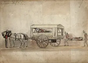 Stretcher Prints: A horse-drawn military ambulance