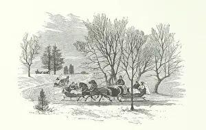 Sleighs Prints: Horse-drawn sleighs, 1890. Creator: Unknown