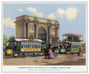 Marble Arch Prints: Horse Drawn Tramway at Marble Arch, 1860