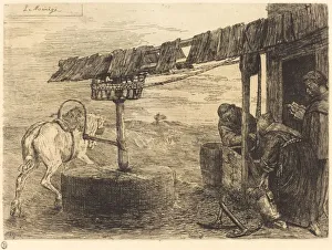 Grinding Wheel Prints: Horse-driven Mill (Le manege). Creator: Alphonse Legros