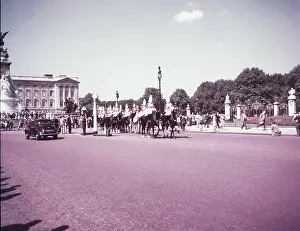Tradition Prints: Horse Guards at Buckingham Palace, London, c1955. Creator: Arthur Charles Kirby Ware