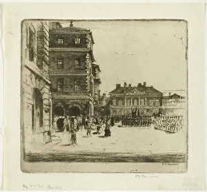 Parade Ground Prints: The Horse Guards, plate four from the London Set, 1899. Creator: David Young Cameron