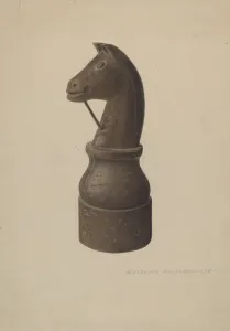 Alexander Anderson Prints: Horse Head Hitching Post, 1938. Creator: Alexander Anderson