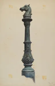 Horse Head Hitching Post, c. 1937. Creator: Elizabeth Fairchild Horse Head Hitching Post, c. 1937. Creator: Elizabeth Fairchild
