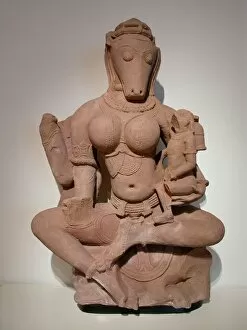 Avatar Gallery: Horse-Headed Yogini Hayagriva Seated Holding a Child, 11th century. Creator: Unknown