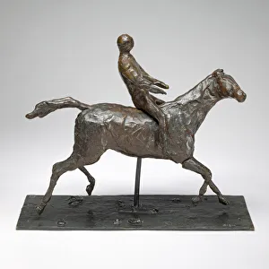 Horse with Jockey; Horse Galloping, Turning Head to the Right Horse with Jockey; Horse Galloping, Turning Head to the Right