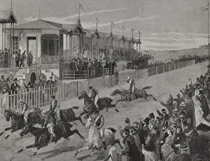 Horse racing at Hipodromo de la Castellana (La Castellana Racecourse), Madrid, Spain...1878 (1879). Creator: Bernardo Rico