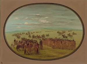 Horse Race Gallery: Horse Racing - Minatarrees, 1861 / 1869. Creator: George Catlin