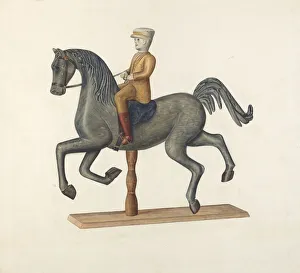 Toy Horse Prints: Horse with Rider, 1935 / 1942. Creator: Selma Sandler