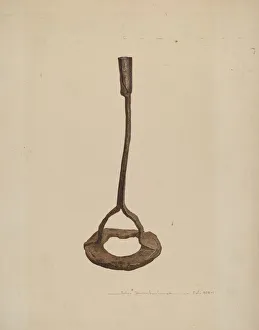 Watercolour And Graphite On Paperboard Collection: Horse Shoe Candle Holder, c. 1939. Creator: John Swientochowski