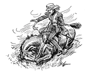 Revolt Of 1857 Prints: His Horse Was Shot Under Him, c1929. Creators: Howard Davie, Harry Payne