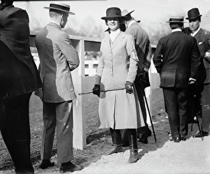 Horse Shows - Miss Martha Hazard, Hurdling And On Foot, 1911. Creator: Harris & Ewing. Horse Shows - Miss Martha Hazard, Hurdling And On Foot, 1911. Creator: Harris & Ewing