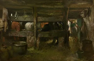 Stobbaerts Jan Prints: Horse Stable, c1860-1900. Creator: Jan Stobbaerts