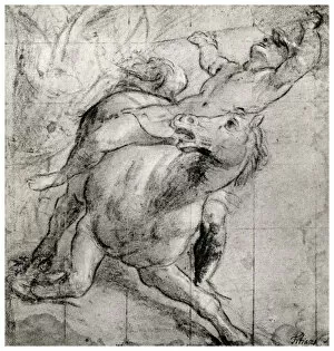Tietze Collection: Horseman Falling, c1565, (1937). Artist: Titian