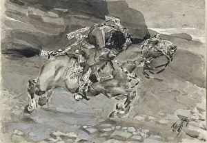 Horseman. Illustration to the poem The Demon by Mikhail Lermontov, 1890-1891. Artist: Vrubel, Mikhail Alexandrovich (1856-1910)