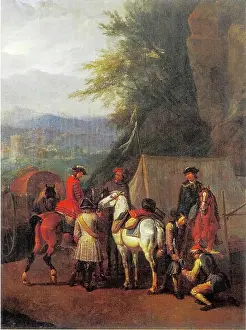 Wayside Prints: Horseman at Rest, 1705. Creator: Pieter van Bloemen