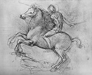 Drawings Of Leonardo Gallery: A Horseman Trampling on a Fallen Foe, c1480 (1945). Artist: Leonardo da Vinci