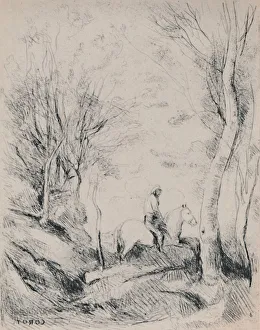 Chase Prints: The Horseman in the Wood, c. 1854, (1946). Artist: Jean-Baptiste-Camille Corot