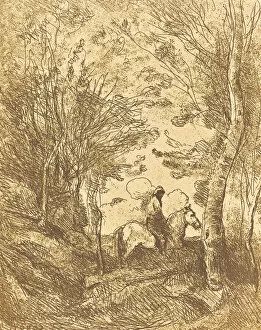 Images Dated 6th July 2021: Horseman in the Woods, Large Plate (Le Grand Cavalier sous bois), c. 1854
