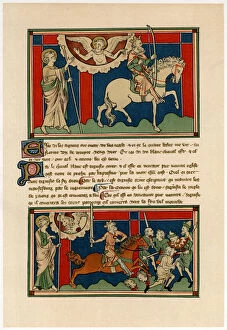 Apocalypse Gallery: Two of the Horsemen of the Apocalypse, early 14th century