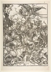 Famine Prints: The Four Horsemen, from The Apocalypse, Latin Edition, 1511, ca. 1511