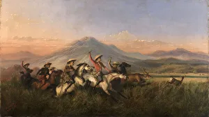 Plains Collection: Six Horsemen Chasing Deer, 1860. Creator: Raden Saleh
