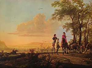 Masterpieces Of Painting Gallery: Horsemen and Herdsmen with Cattle, 1655-1660. Artist: Aelbert Cuyp