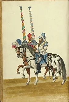 Tournament Prints: Two Horsemen with Lances, about 1560-1570. Creator: Unknown
