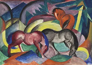Franz 1880 1916 Prints: Three horses, 1912. Creator: Marc, Franz (1880-1916)