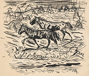 Arnold Peter Weisz Kubncan Prints: Horses on the estate, 1940-1944. Creator: Arnold Peter Weisz-Kubincan