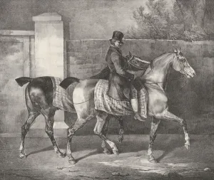 Gericault Theodore Prints: Two Horses Exercised by a Jockey, 1822. Creator: Theodore Gericault
