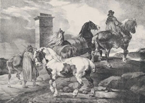 Carthorse Collection: Horses going to a Fair, 1821. Creators: Theodore Gericault, Charles Joseph Hullmandel