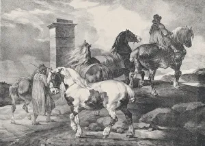 Gericault Theodore Prints: Horses going to a Fair, 1821. Creators: Theodore Gericault, Charles Joseph Hullmandel