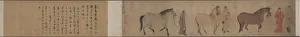 Three Horses and Four Grooms, c. 1320s. Creator: Ren Renfa (Chinese, 1254-1328)