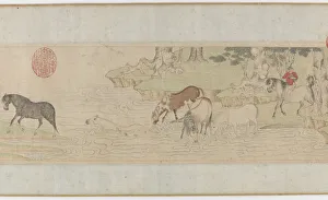 Grooms Prints: Horses and Grooms Crossing a River, Yuan or early MIng dynasty, 14th century
