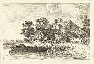 Horses Being Led to Water on a Winding Riverbank, 1771. Creator: Nicolas Perignon