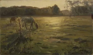 Klodt Prints: Horses on the meadow. Artist: Klodt, Nikolai Alexandrovich (1865-1918)