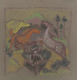 Pasture Prints: Horses in Pasture, 1940-1944. Creator: Arnold Peter Weisz-Kubincan