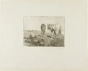 Fattori Giovanni Prints: Horses Rest, c.1885. Creator: Giovanni Fattori