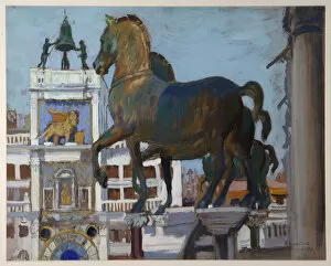 Basilica Di San Marco Gallery: The Horses of San Marco, 1907. Artist: Kustodiev, Boris Michaylovich (1878-1927)