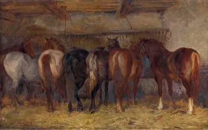 Manger Prints: Horses in Stable, mid-19th century. Creator: Charles Philogene Tschaggeny