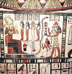 Deceased Prints: Horus presents the deceased to Osiris, Mummy-Case of Pensenhor, Thebes, c900 BC