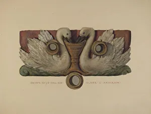 Swans Prints: Hose Holder, c. 1937. Creator: Elmer G Anderson